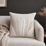 Seven Leaf Cotton & Polyester 16" x 16" Cushion Cover- Beige
