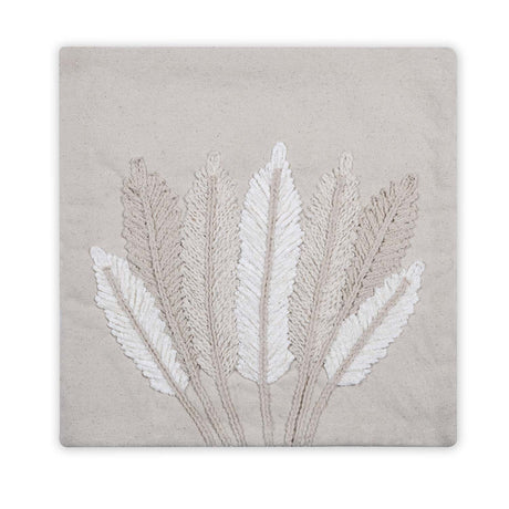 Seven Leaf Cotton & Polyester 16" x 16" Cushion Cover- Beige