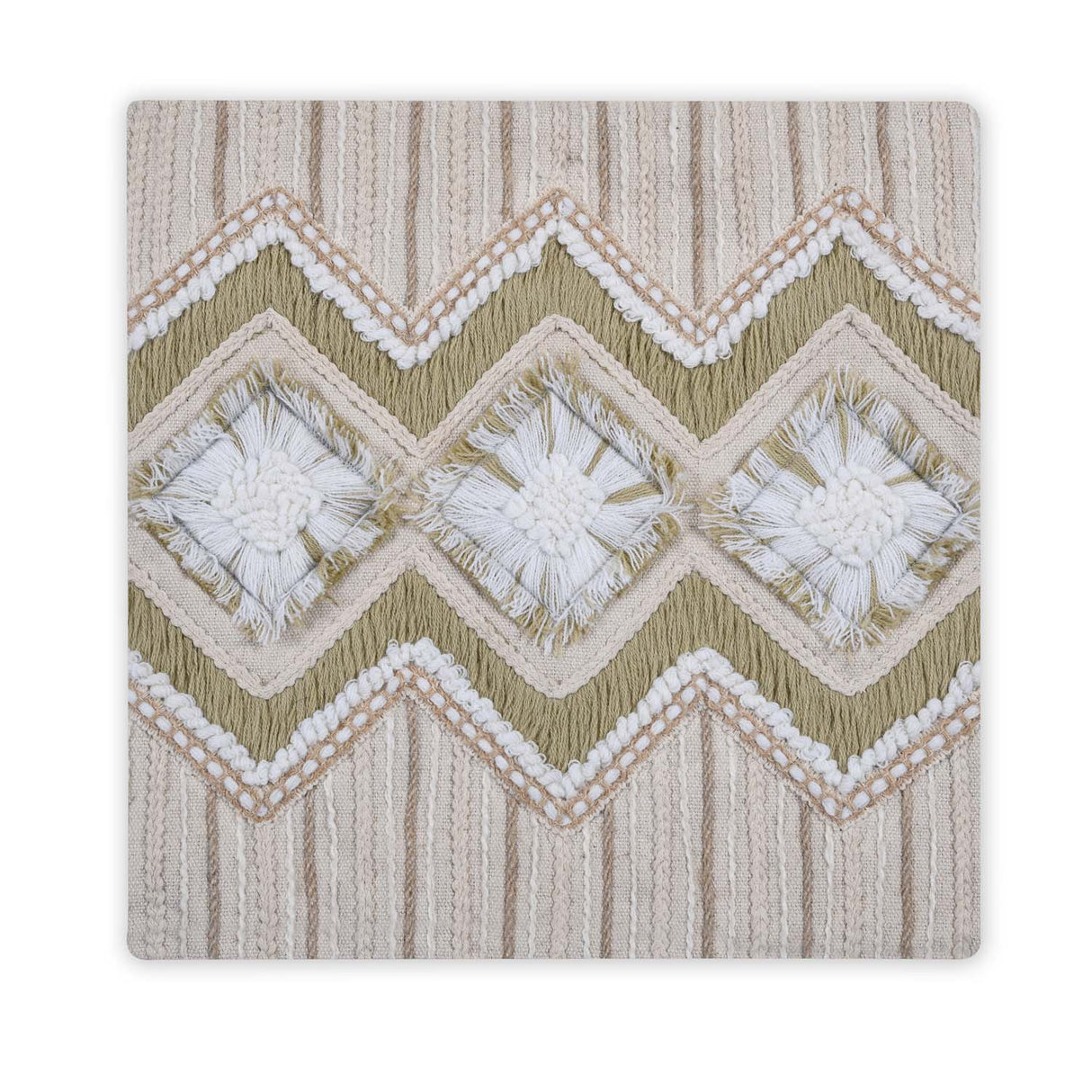Zigzag Cotton & Polyester 16" x 16" Cushion Cover- Multicolor