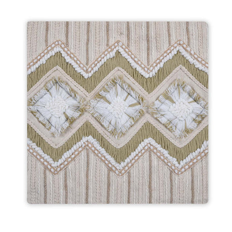 Zigzag Cotton & Polyester 16" x 16" Cushion Cover- Multicolor