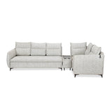Infinia 3+1+1 Seater Fabric Sofa Set with Left Corner Sofa and Rectangle Console- Off White