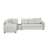 Infinia 3+1+1 Seater Fabric Sofa Set with Right Corner Sofa and Rectangle Console- Off White
