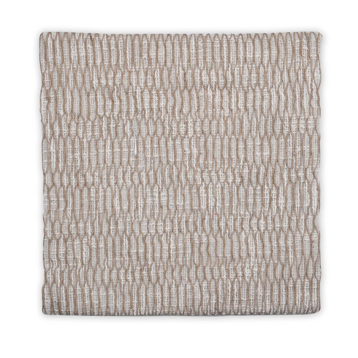 Abstract Embroidered Cotton & Polyester 16" x 16" Cushion Cover- Beige