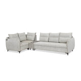 Infinia 3+1+1 Seater Fabric Sofa Set with Right Corner Sofa and Rectangle Console- Off White
