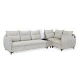 Infinia 3+1+1 Seater Fabric Sofa Set with Left Corner Sofa and Rectangle Console- Off White