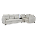 Infinia 3+1+1 Seater Fabric Sofa Set with Left Corner Sofa and Rectangle Console- Off White