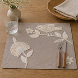 Embroidered Chambray Trivet- Beige