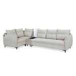 Infinia 3+1+1 Seater Fabric Sofa Set with Right Corner Sofa and Rectangle Console- Off White
