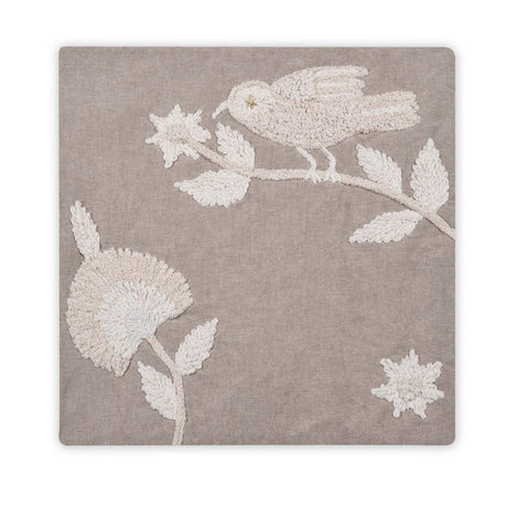 Embroidered Chambray Trivet- Beige