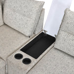Infinia 3+1+1 Seater Fabric Sofa Set with Right Corner Sofa and Rectangle Console- Off White