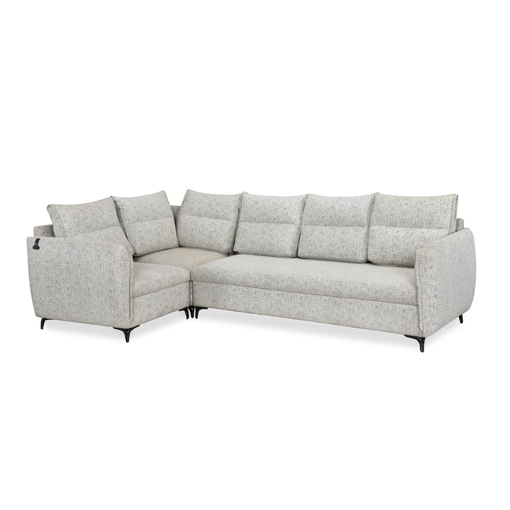 Infinia 3+1+1 Seater Fabric Sofa Set with Right Corner Sofa- Off White