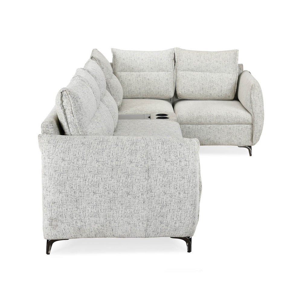 Infinia 3+1+1 Seater Fabric Sofa Set with Left Corner Sofa and Rectangle Console- Off White