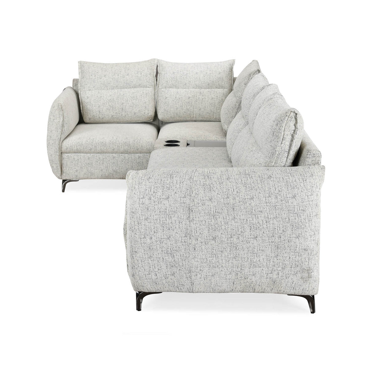 Infinia 3+1+1 Seater Fabric Sofa Set with Right Corner Sofa and Rectangle Console- Off White