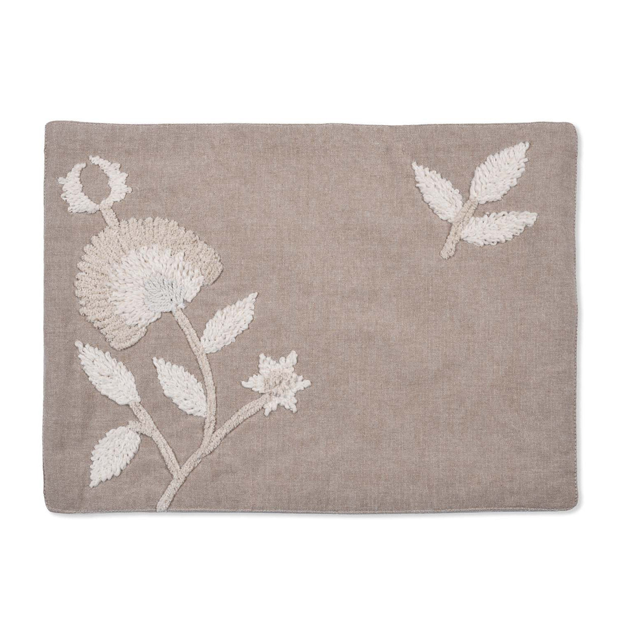 Floral Embroidered Chambray Placemat- Beige