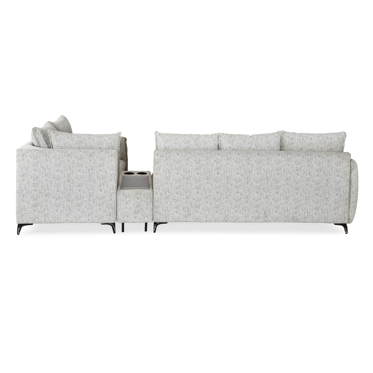 Infinia 3+1+1 Seater Fabric Sofa Set with Left Corner Sofa and Rectangle Console- Off White