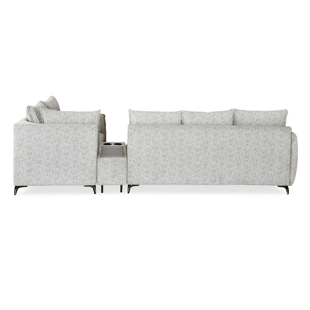 Infinia 3+1+1 Seater Fabric Sofa Set with Left Corner Sofa and Rectangle Console- Off White