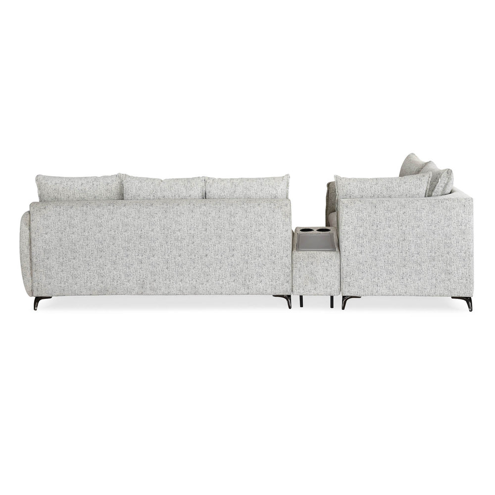 Infinia 3+1+1 Seater Fabric Sofa Set with Right Corner Sofa and Rectangle Console- Off White