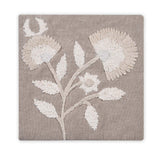 Floral Embroidered Cotton & Polyester 16" x 16" Cushion Cover- Beige