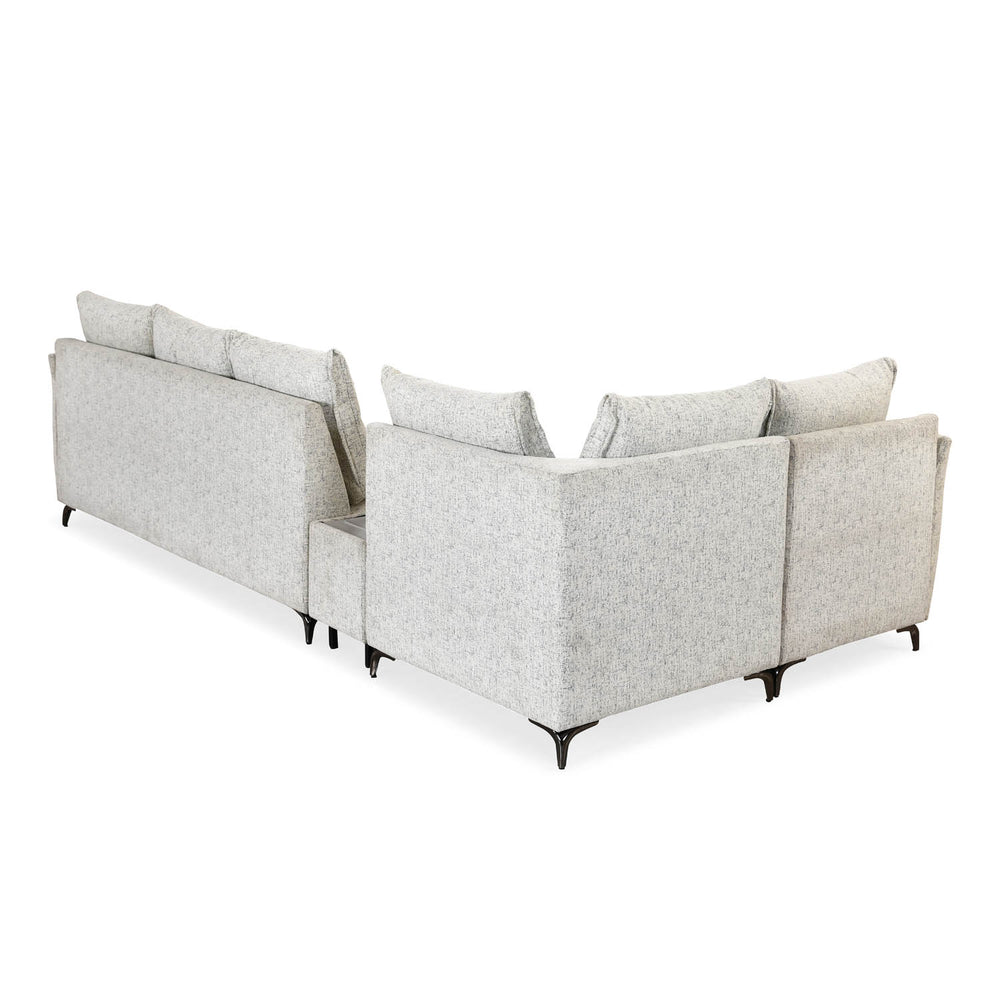 Infinia 3+1+1 Seater Fabric Sofa Set with Right Corner Sofa and Rectangle Console- Off White