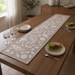 Decorative Embroidered Table Runner- Beige, 180 x 33 cm