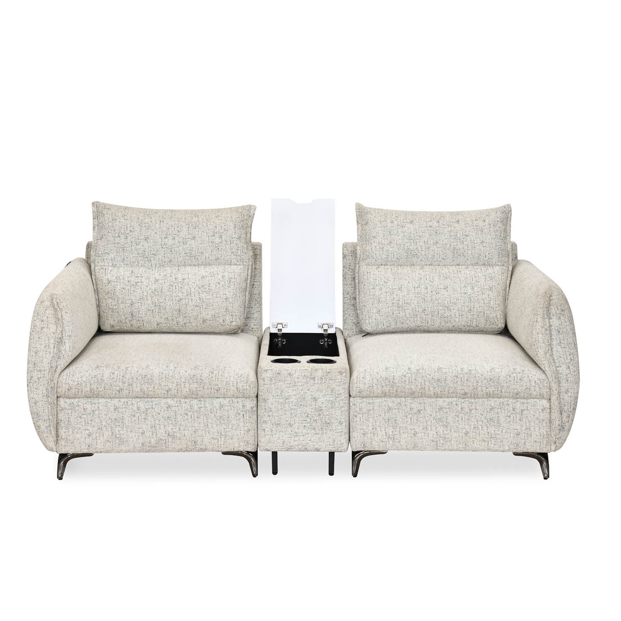 Infinia 2 Seater Fabric Sofa with Rectangle Console- Off White
