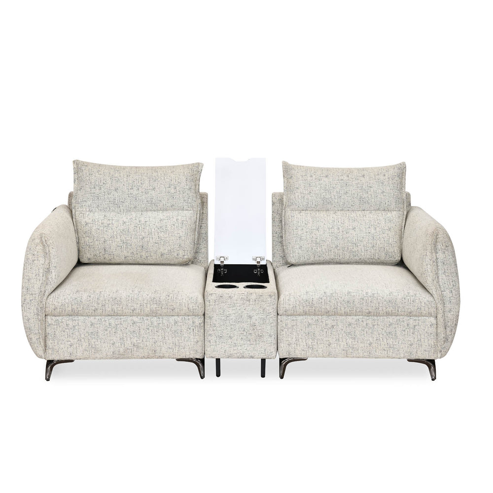 Infinia 2 Seater Fabric Sofa with Rectangle Console- Off White