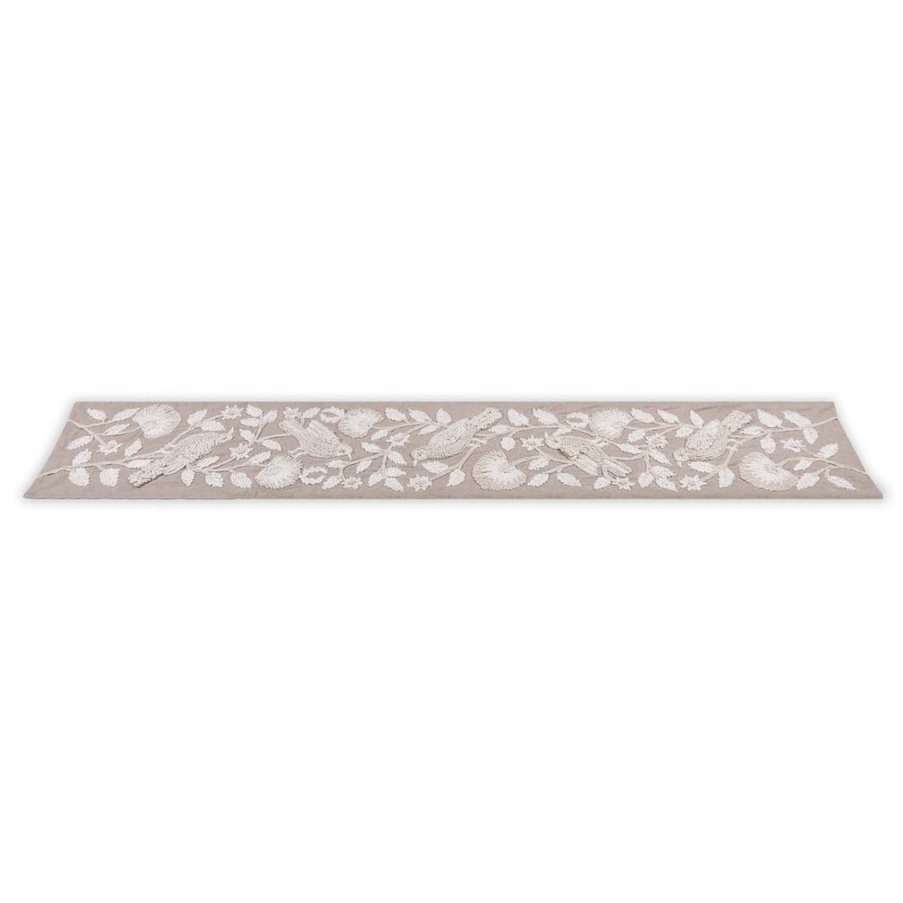 Decorative Embroidered Table Runner- Beige, 180 x 33 cm