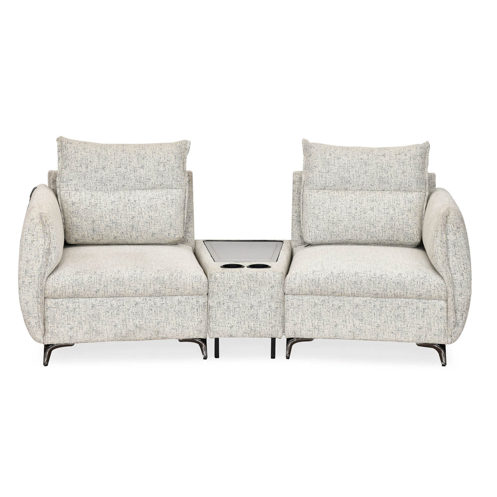 Infinia 2 Seater Fabric Sofa with Triangle Console- Off White