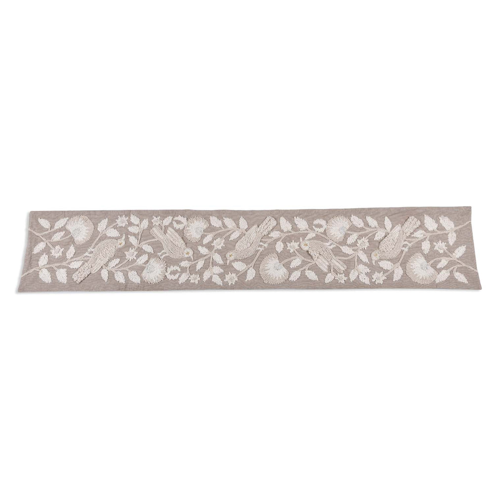 Decorative Embroidered Table Runner- Beige, 180 x 33 cm