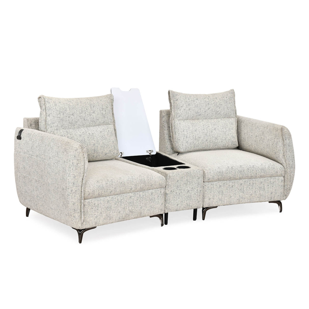 Infinia 2 Seater Fabric Sofa with Triangle Console- Off White