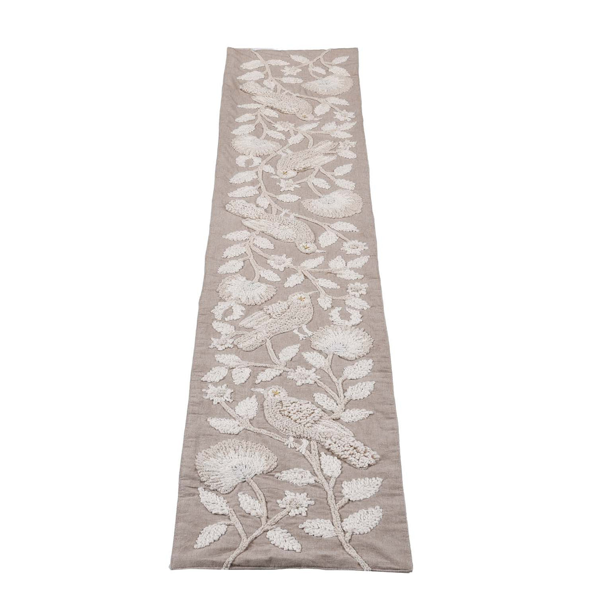 Decorative Embroidered Table Runner- Beige, 180 x 33 cm