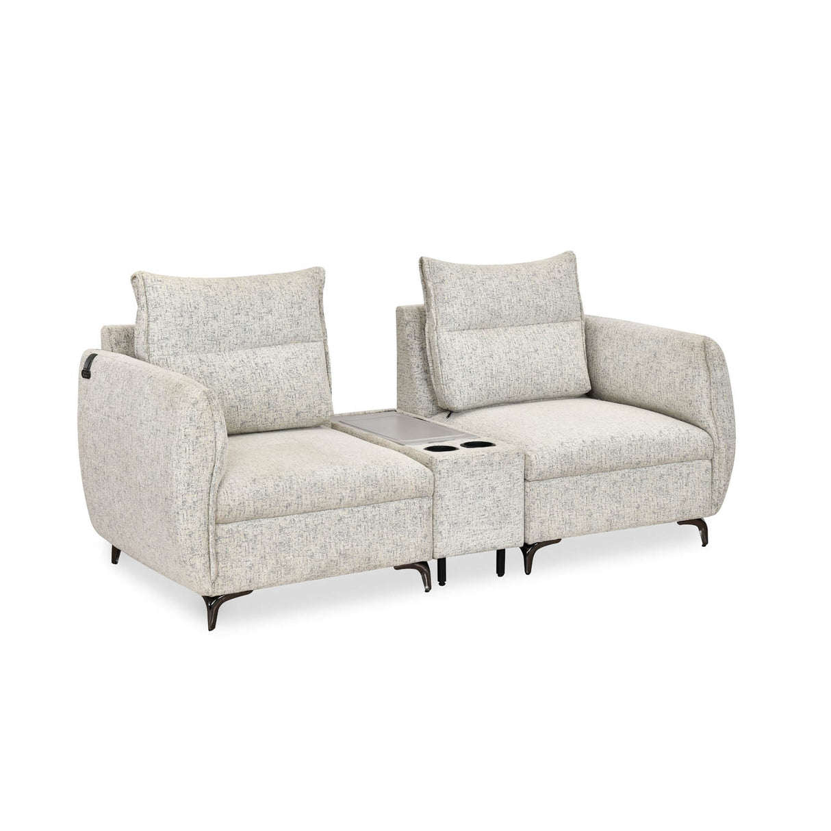 Infinia 2 Seater Fabric Sofa with Rectangle Console- Off White
