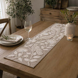 Decorative Embroidered Table Runner- Beige, 120 x 33 cm