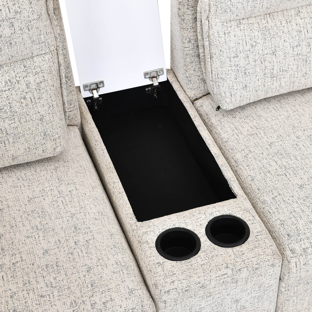 Infinia 2 Seater Fabric Sofa with Rectangle Console- Off White
