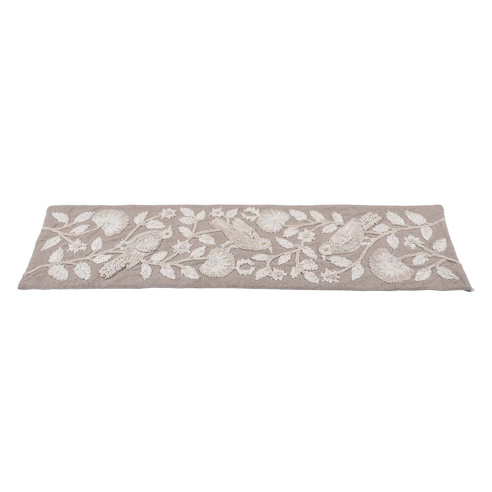Decorative Embroidered Table Runner- Beige, 120 x 33 cm