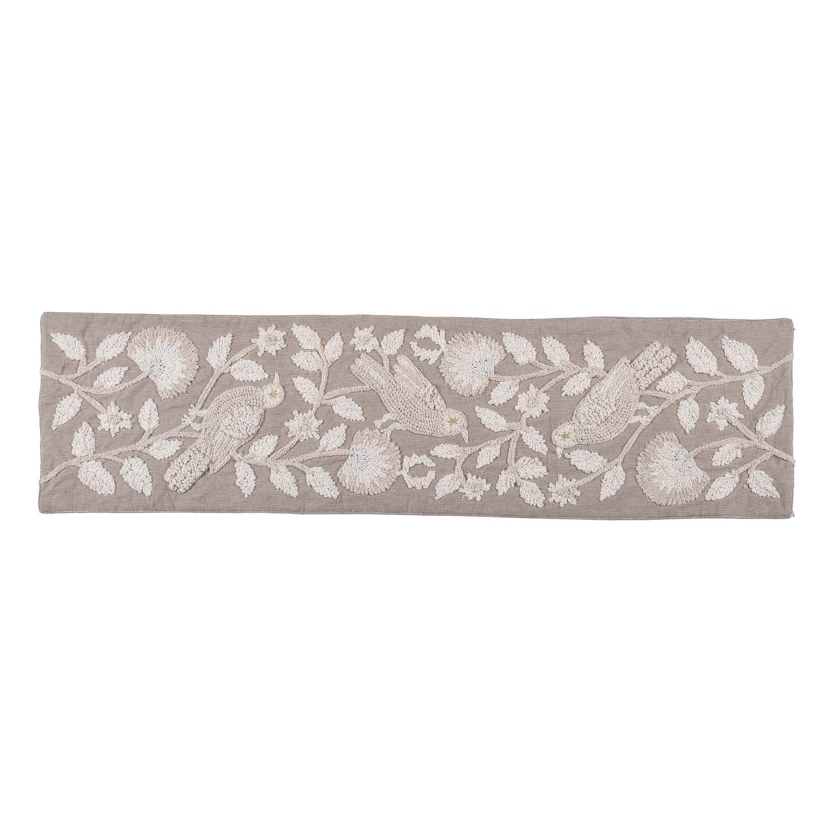 Decorative Embroidered Table Runner- Beige, 120 x 33 cm