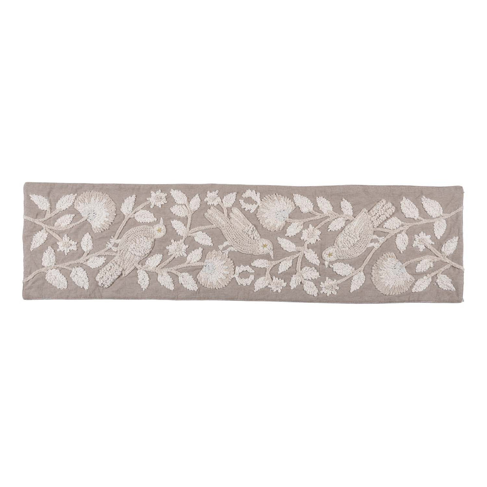 Decorative Embroidered Table Runner- Beige, 120 x 33 cm