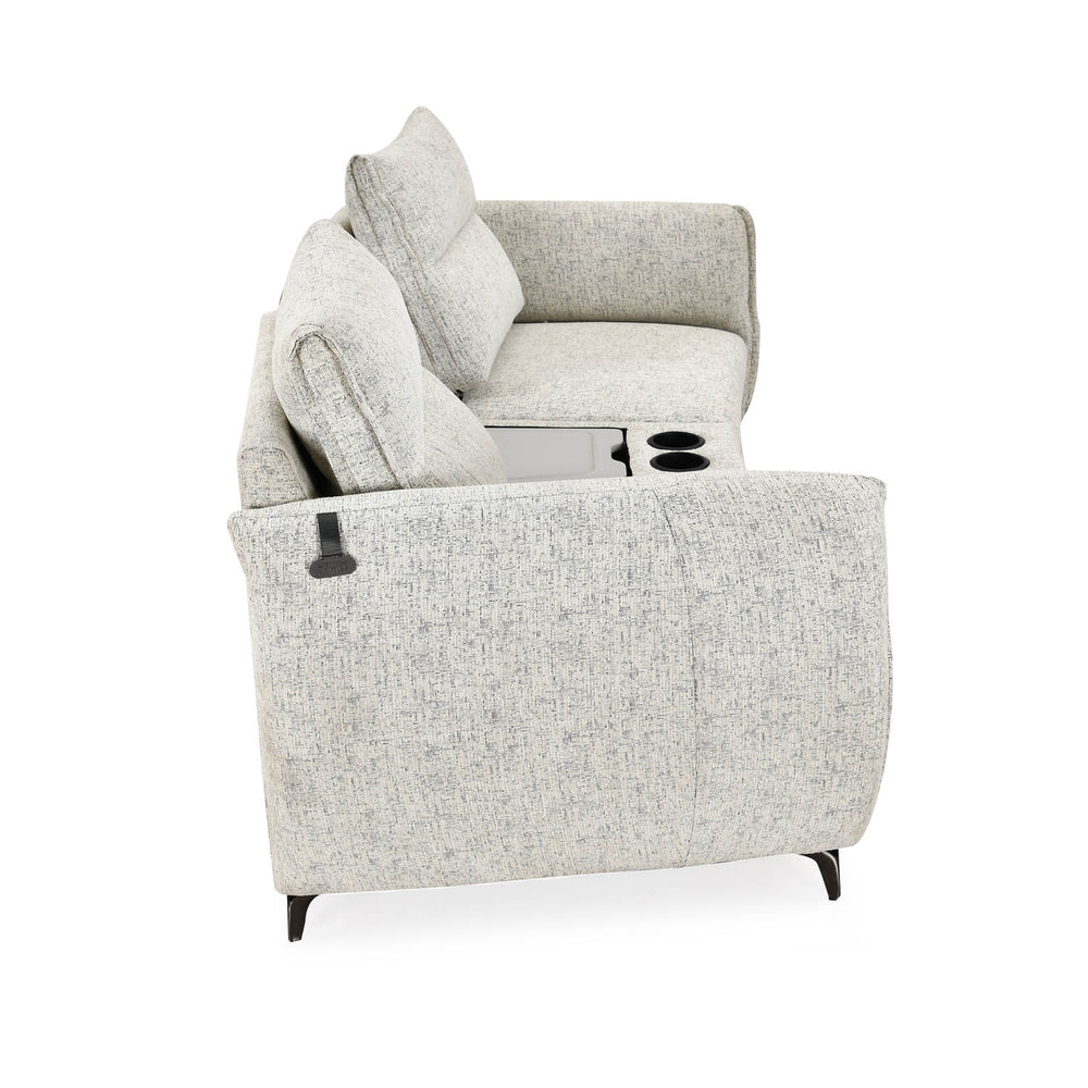 Infinia 2 Seater Fabric Sofa with Triangle Console- Off White