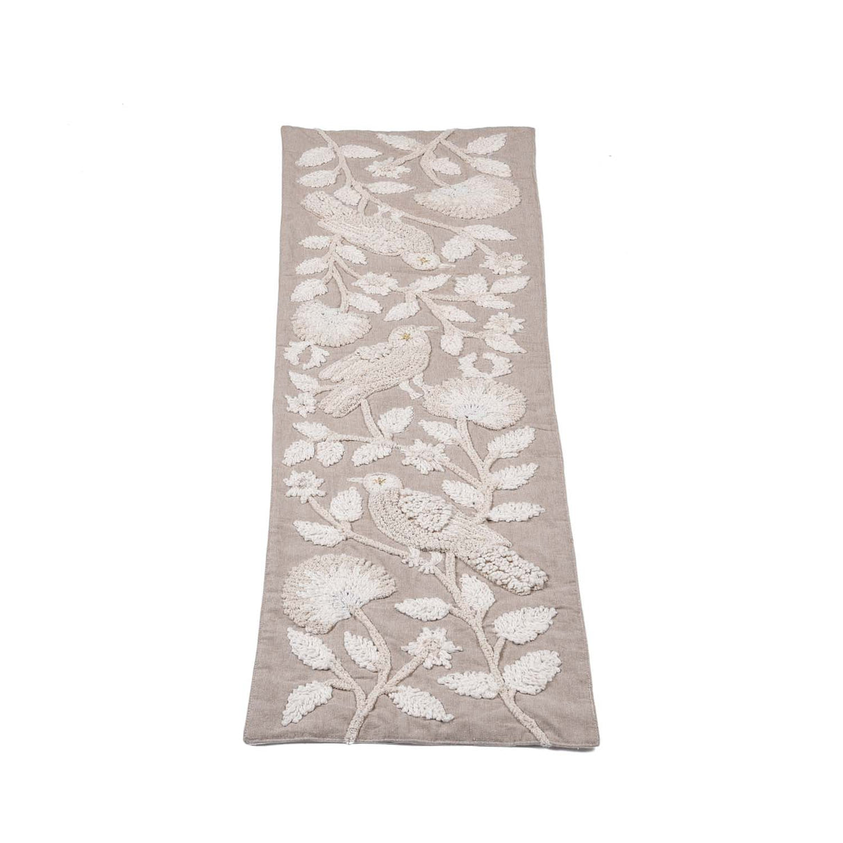Decorative Embroidered Table Runner- Beige, 120 x 33 cm