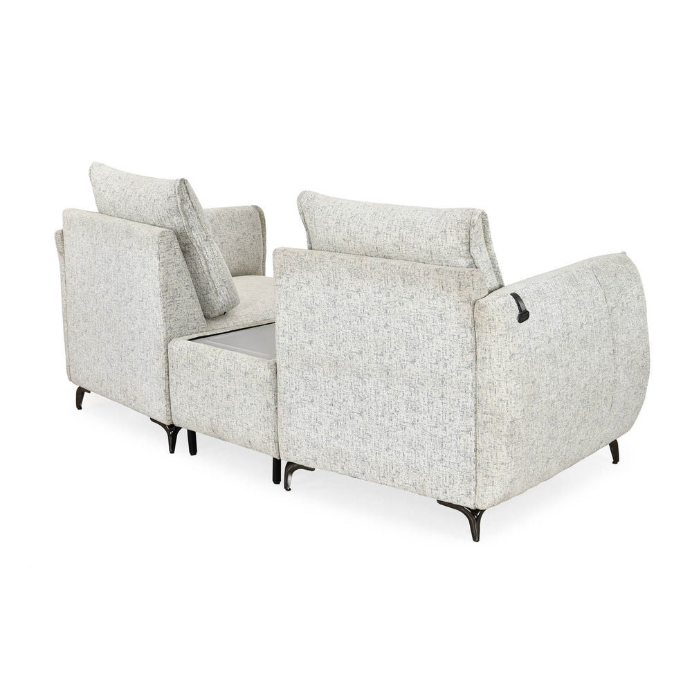 Infinia 2 Seater Fabric Sofa with Triangle Console- Off White