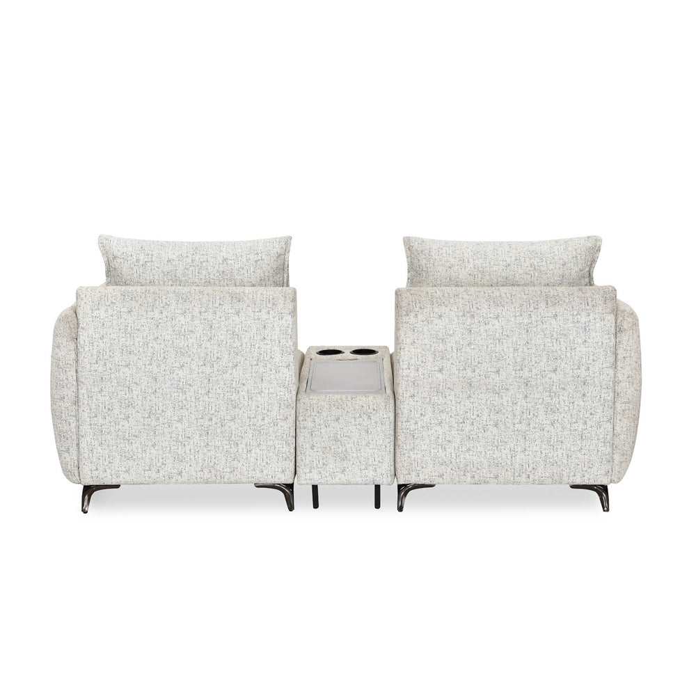 Infinia 2 Seater Fabric Sofa with Rectangle Console- Off White