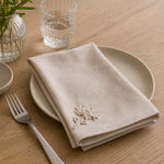 Embroidered Cotton & Polyester Napkin Set of 4- Beige