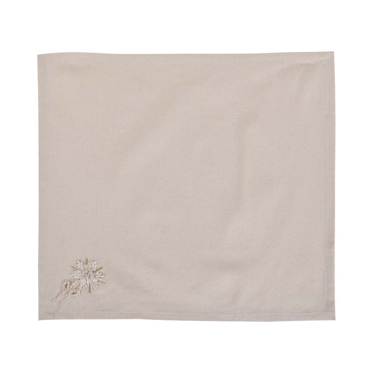Embroidered Cotton & Polyester Napkin Set of 4- Beige