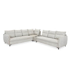 Infinia 3+3+1 Seater Fabric Sofa Set with Right Corner Sofa and Rectangle Console- Off White
