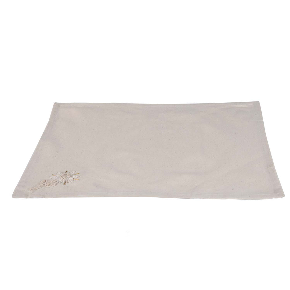 Embroidered Cotton & Polyester Napkin Set of 4- Beige