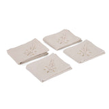 Embroidered Cotton & Polyester Napkin Set of 4- Beige