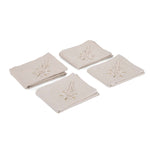 Embroidered Cotton & Polyester Napkin Set of 4- Beige