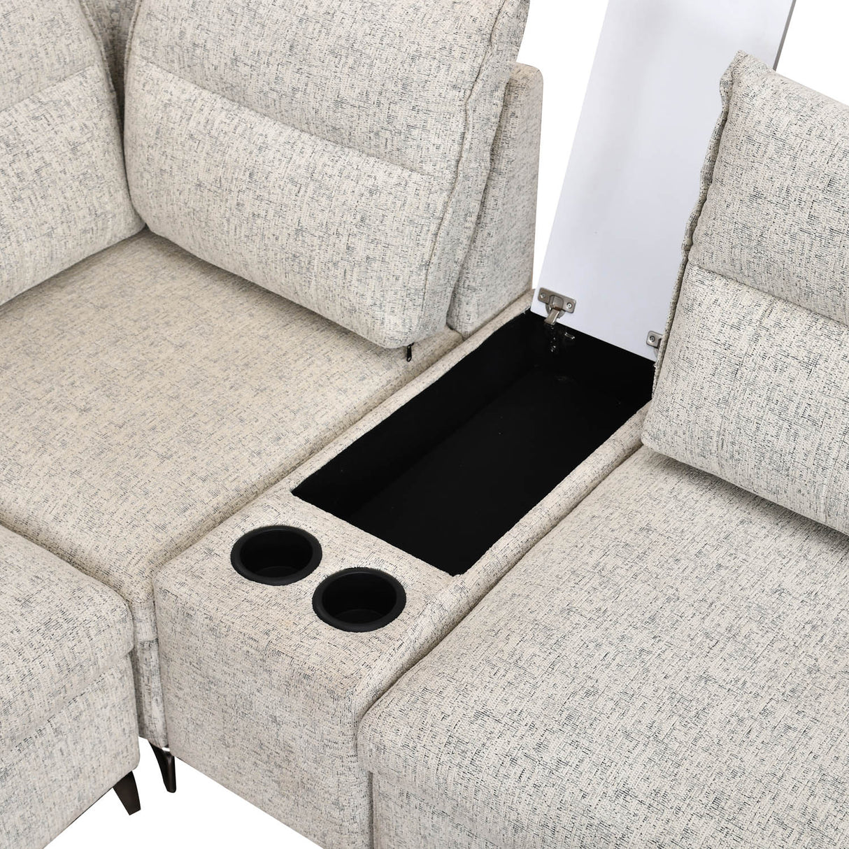 Infinia 3+3+1 Seater Fabric Sofa Set with Right Corner Sofa and Rectangle Console- Off White