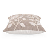 Bird Embroidered Cotton & Polyester 16" x 16" Cushion Cover- Beige