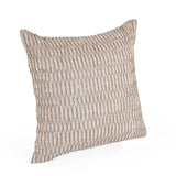 Abstract Embroidered Cotton & Polyester 16" x 16" Cushion Cover- Beige